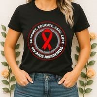 HIV AIDS Immune Deficiency Disease Red Ribbon Patient Women's T-Shirt thumb 2