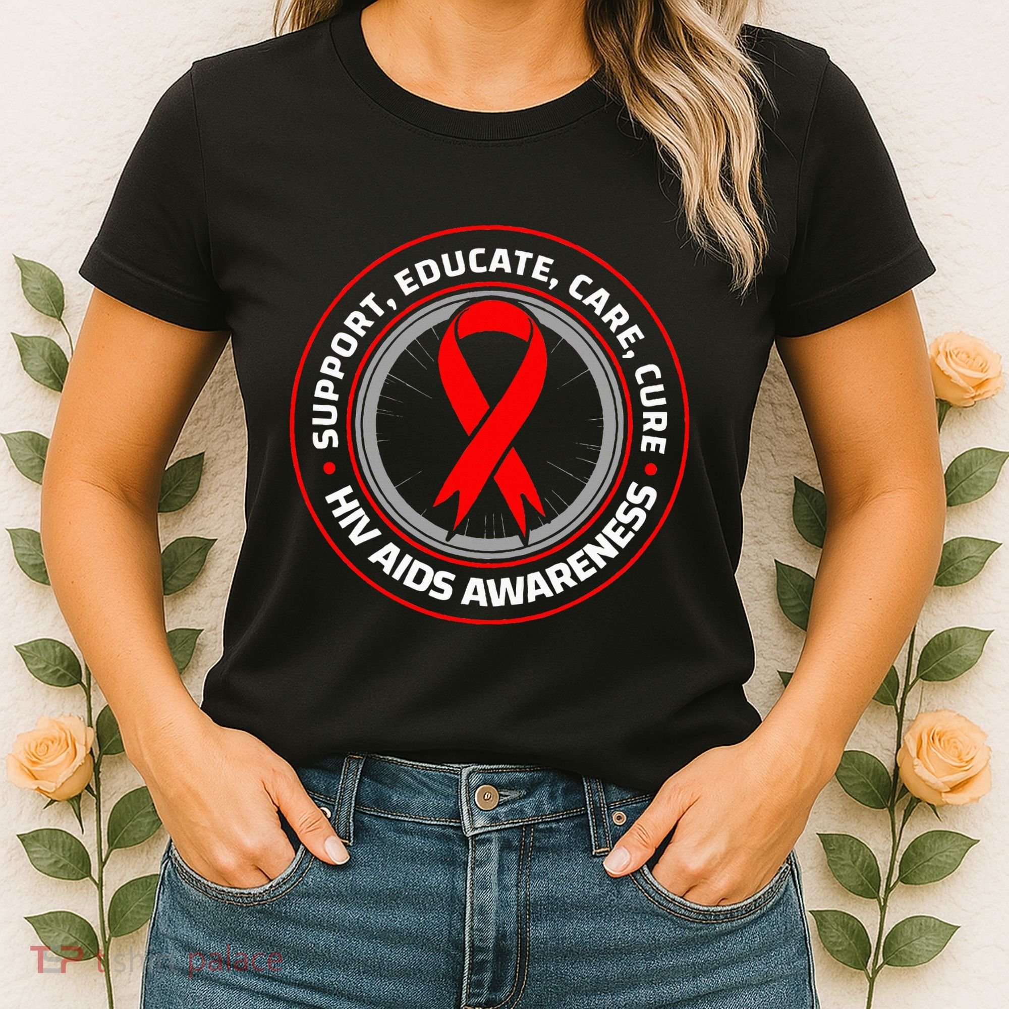 HIV AIDS Immune Deficiency Disease Red Ribbon Patient Women's T-Shirt