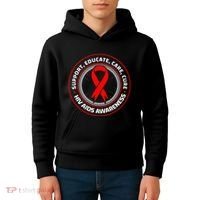HIV AIDS Immune Deficiency Disease Red Ribbon Patient Kids Hoodie thumb 4