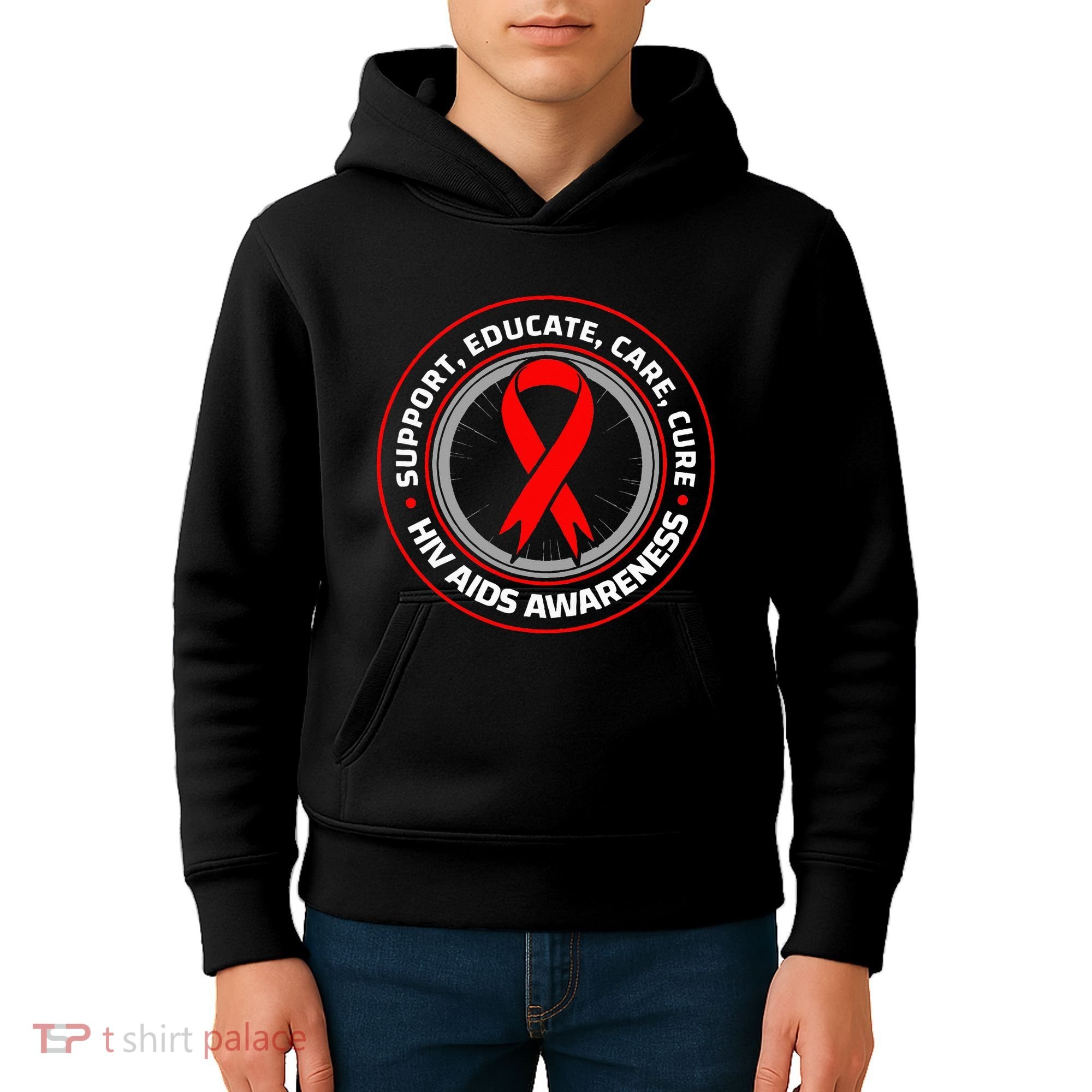 HIV AIDS Immune Deficiency Disease Red Ribbon Patient Kids Hoodie