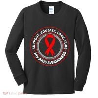 HIV AIDS Immune Deficiency Disease Red Ribbon Patient Kids Long Sleeve Shirt thumb 0