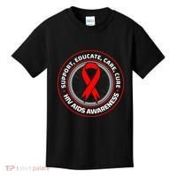 HIV AIDS Immune Deficiency Disease Red Ribbon Patient Kids T-Shirt thumb 0