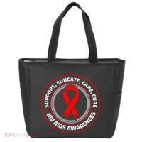 HIV AIDS Immune Deficiency Disease Red Ribbon Patient Tote Bag thumb 0
