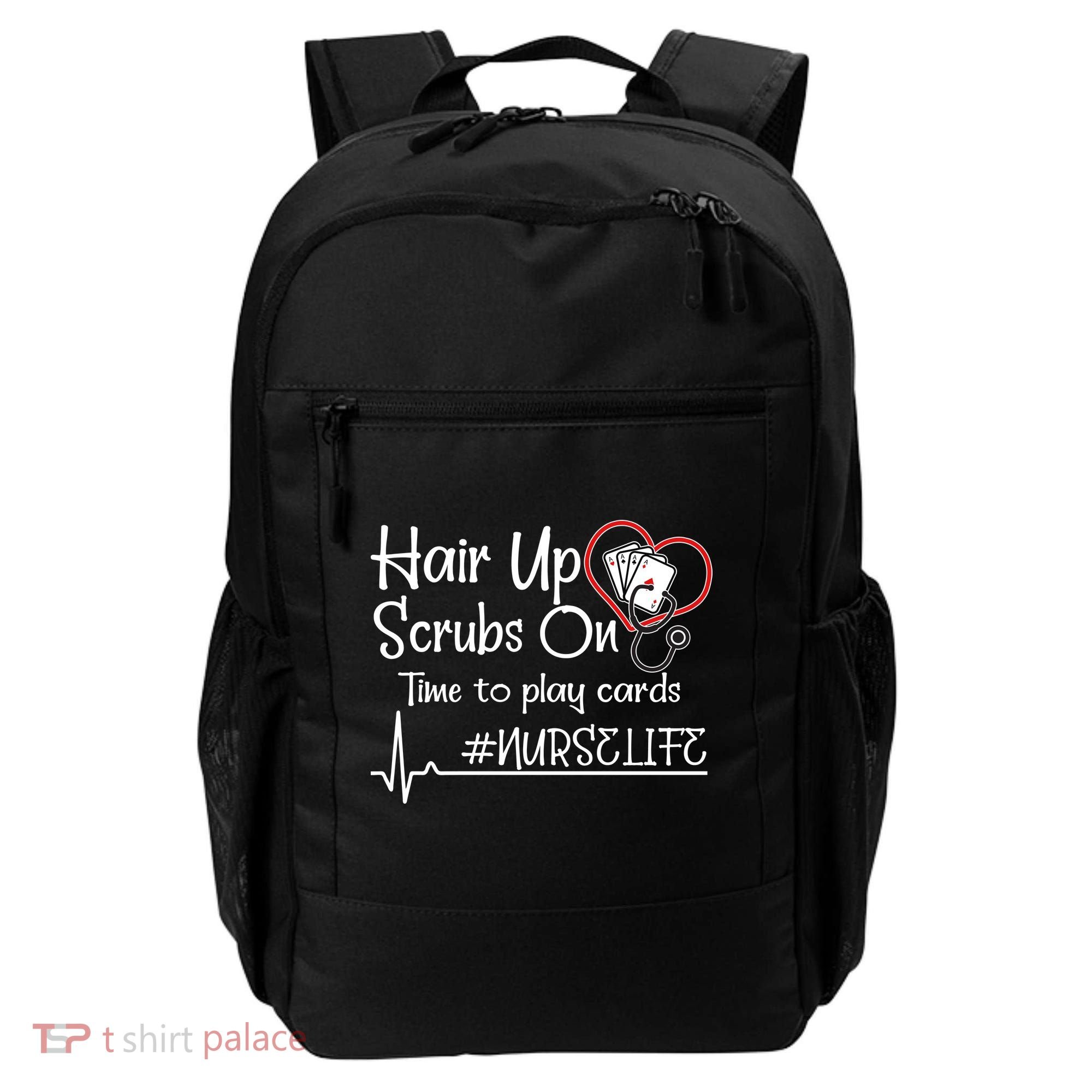 Hair Up Scrubs On Time to Play Cards Backpack