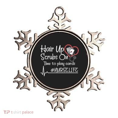 Hair Up Scrubs On Time to Play Cards Ornament