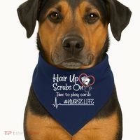 Hair Up Scrubs On Time to Play Cards USA-Made Doggie Bandana thumb 1