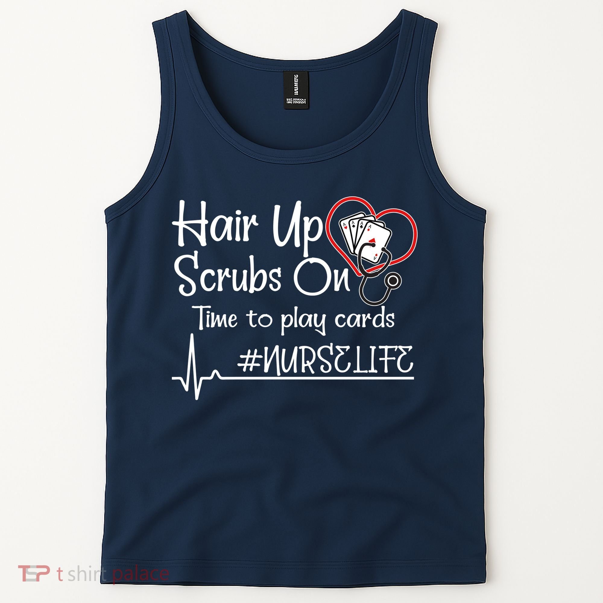 Hair Up Scrubs On Time to Play Cards Tank Top