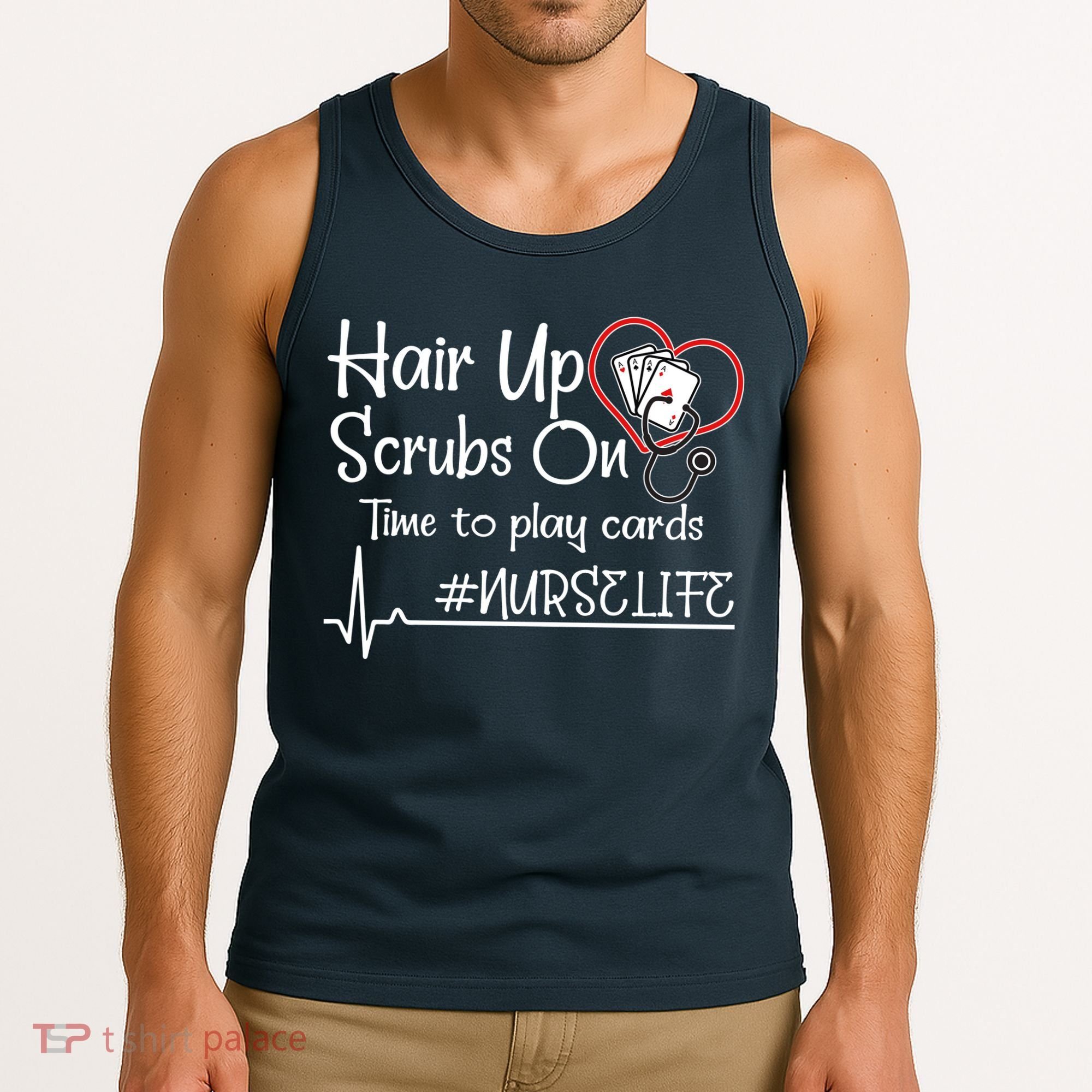 Hair Up Scrubs On Time to Play Cards Tank Top