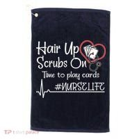 Hair Up Scrubs On Time to Play Cards Golf Towel thumb 0