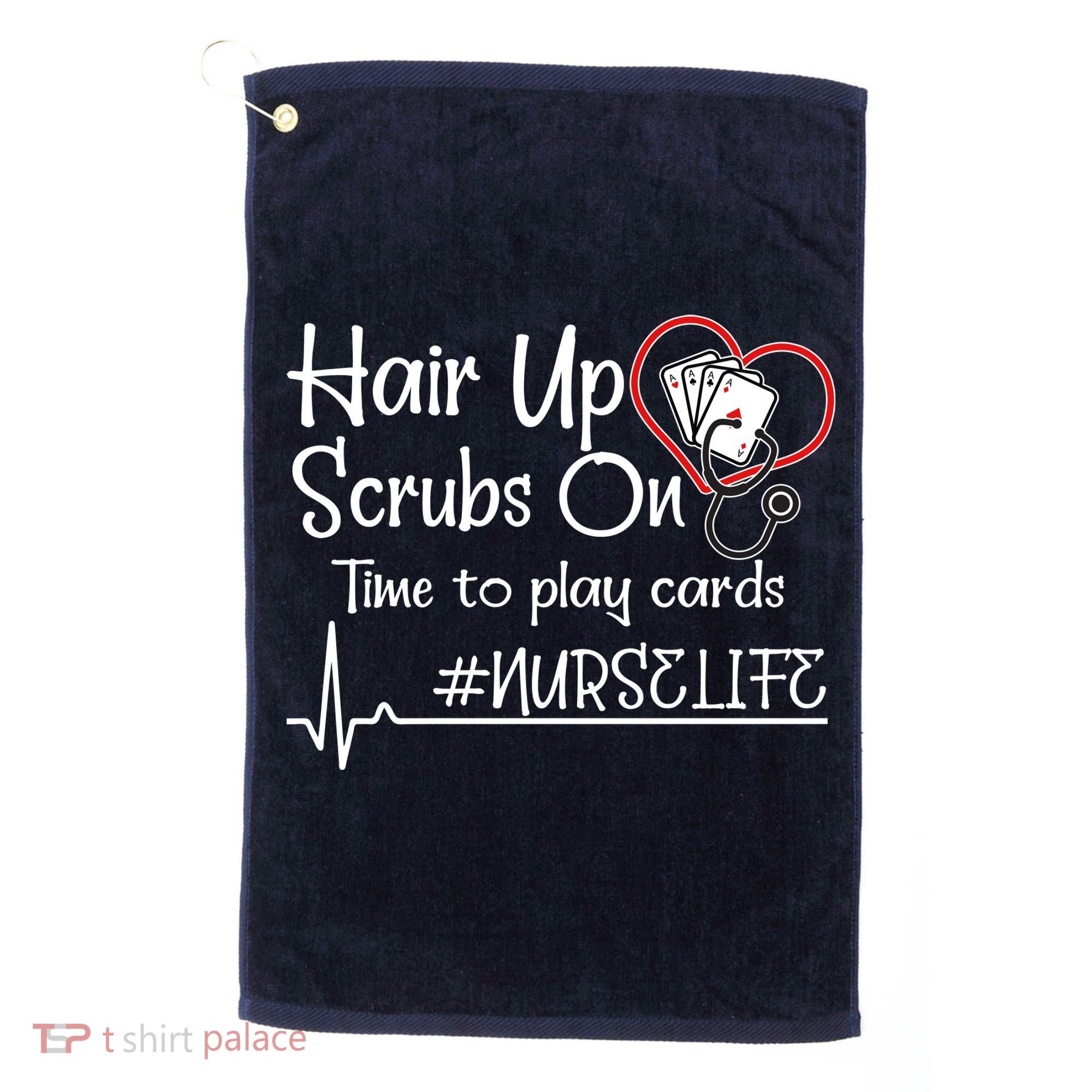 Hair Up Scrubs On Time to Play Cards Golf Towel