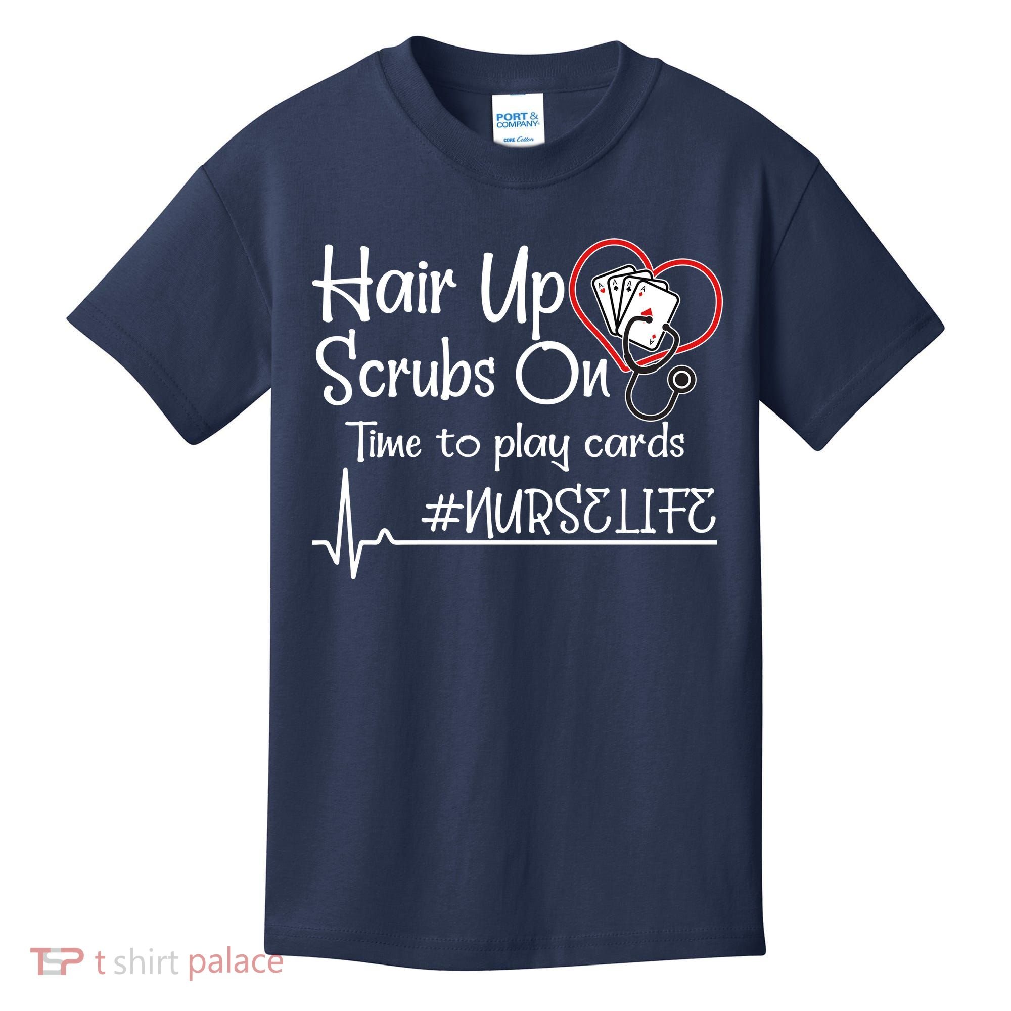 Hair Up Scrubs On Time to Play Cards Kids T-Shirt