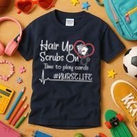 Hair Up Scrubs On Time to Play Cards Kids T-Shirt thumb 3
