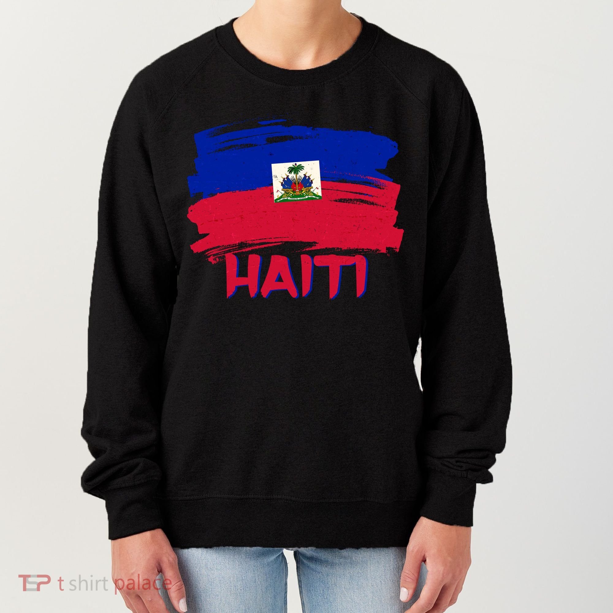 Haiti Distressed Painted Flag Women's Sweatshirt