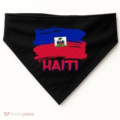 Haiti Distressed Painted Flag USA-Made Doggie Bandana