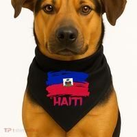 Haiti Distressed Painted Flag USA-Made Doggie Bandana thumb 1