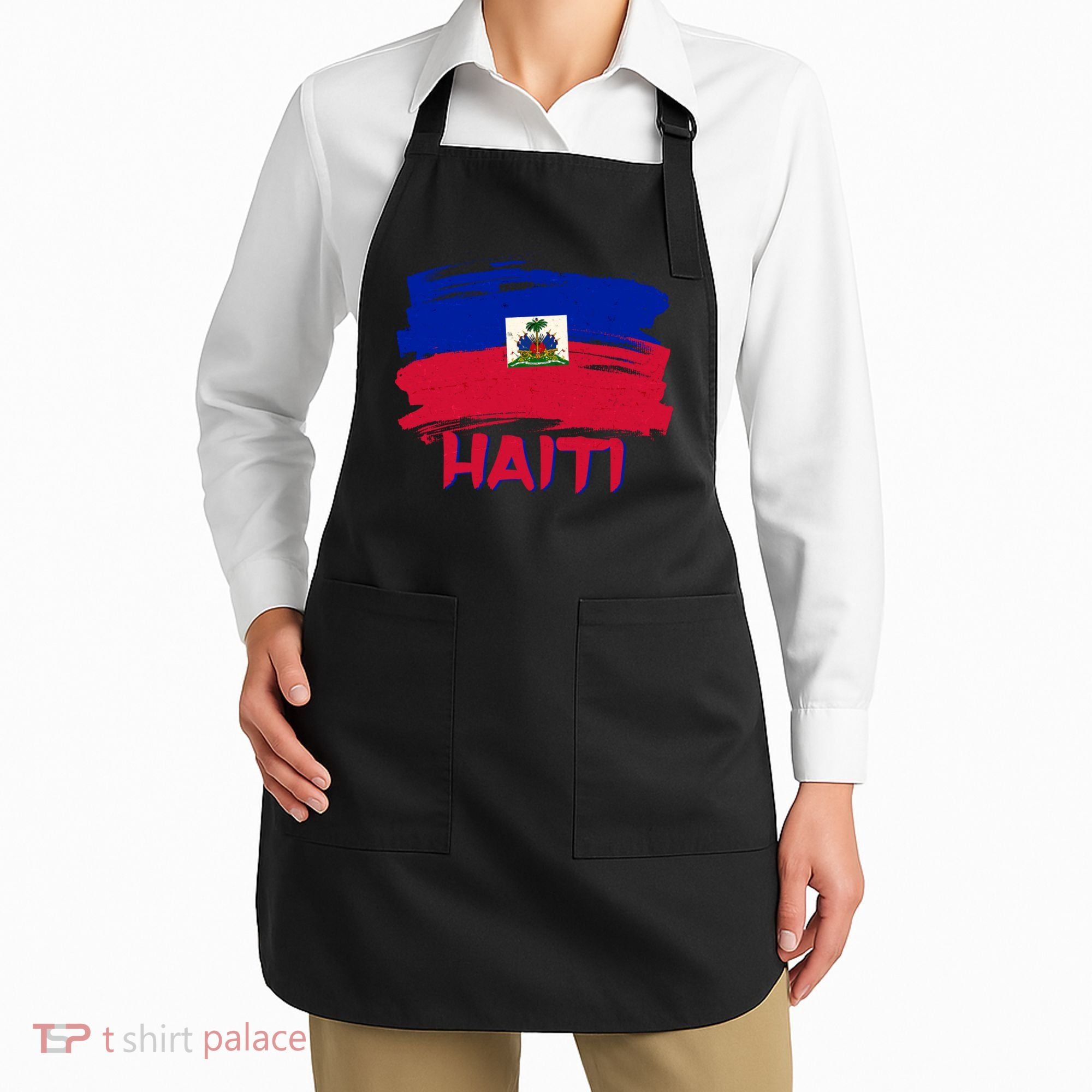 Haiti Distressed Painted Flag Apron
