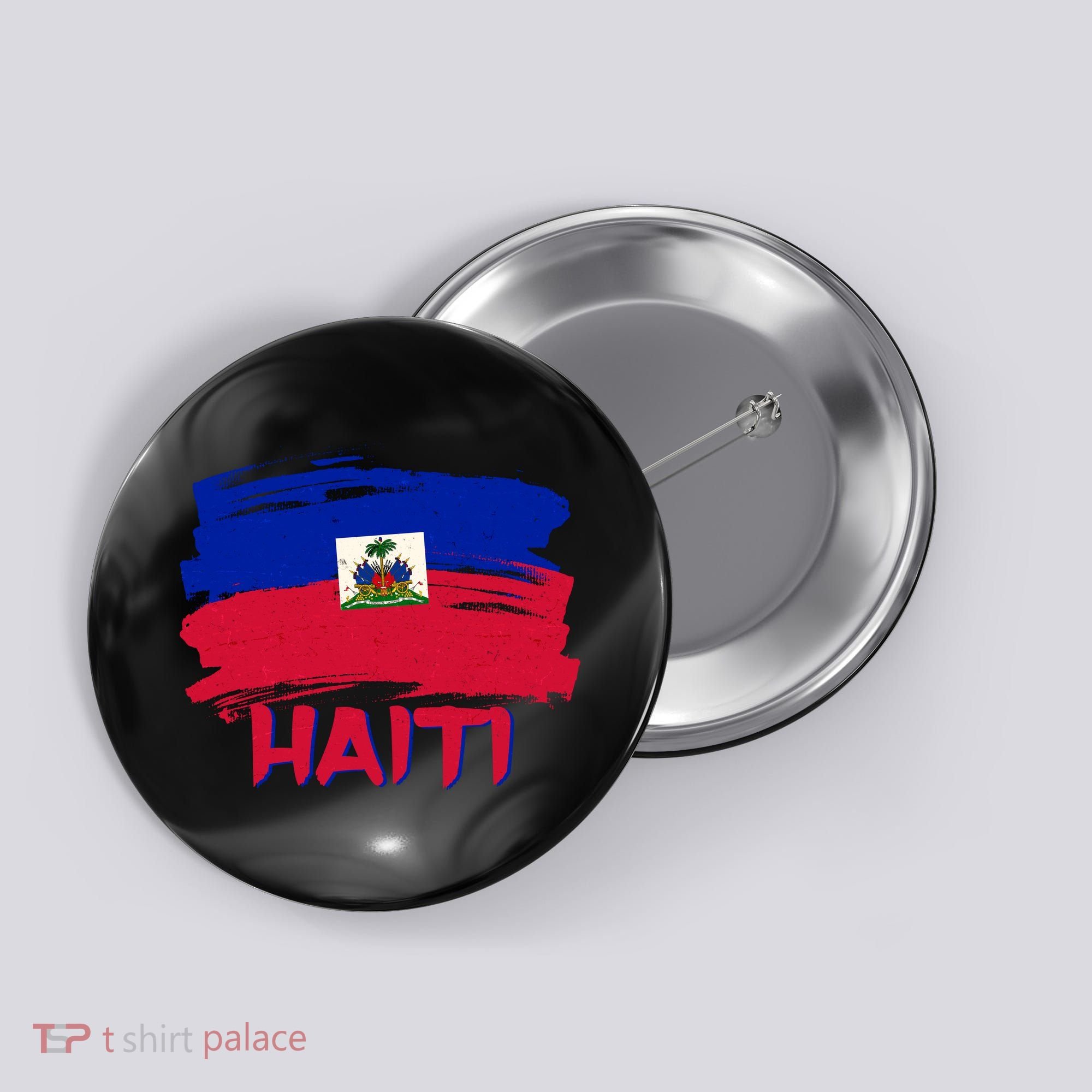 Haiti Distressed Painted Flag Button