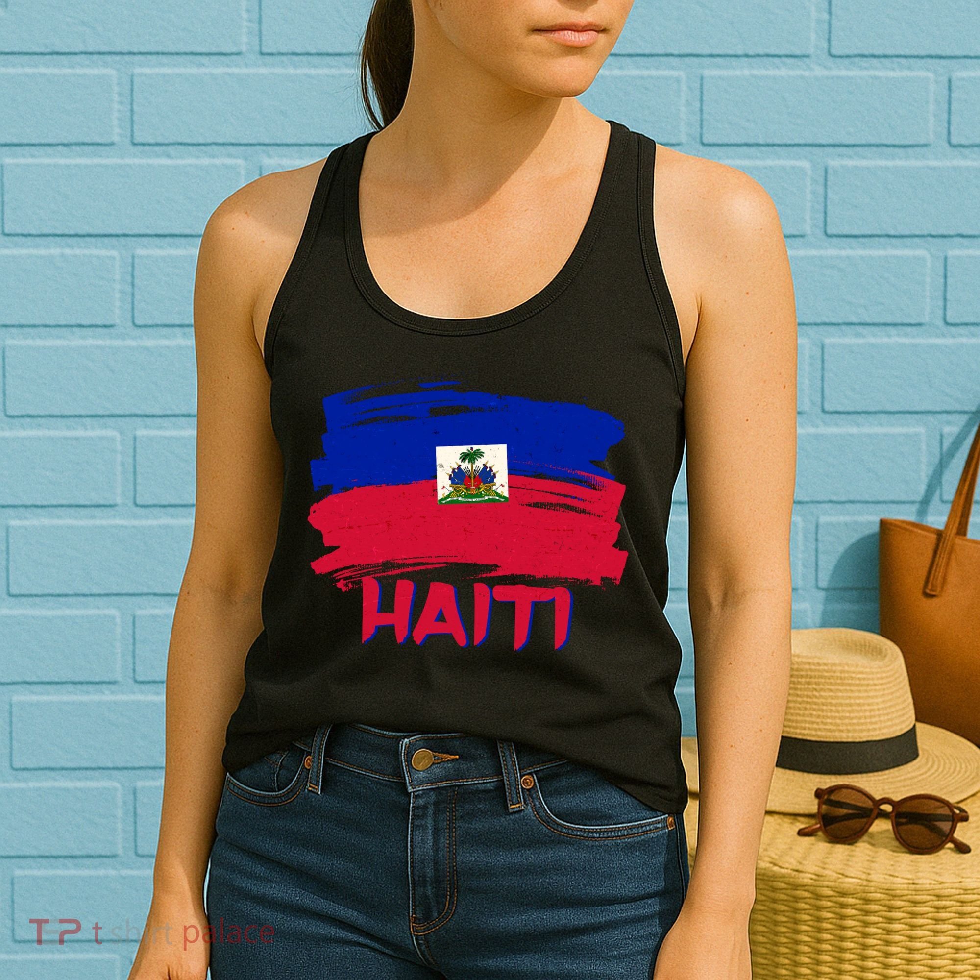 Haiti Distressed Painted Flag Women's Tank Top