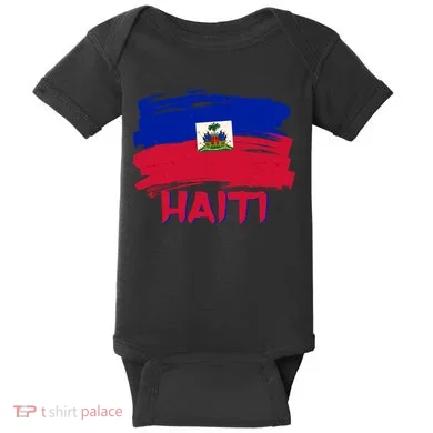 Haiti Distressed Painted Flag Baby Bodysuit