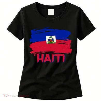 Haiti Distressed Painted Flag Women's T-Shirt