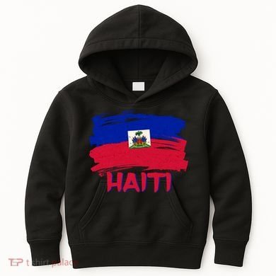 Haiti Distressed Painted Flag Kids Hoodie