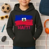 Haiti Distressed Painted Flag Kids Hoodie thumb 2