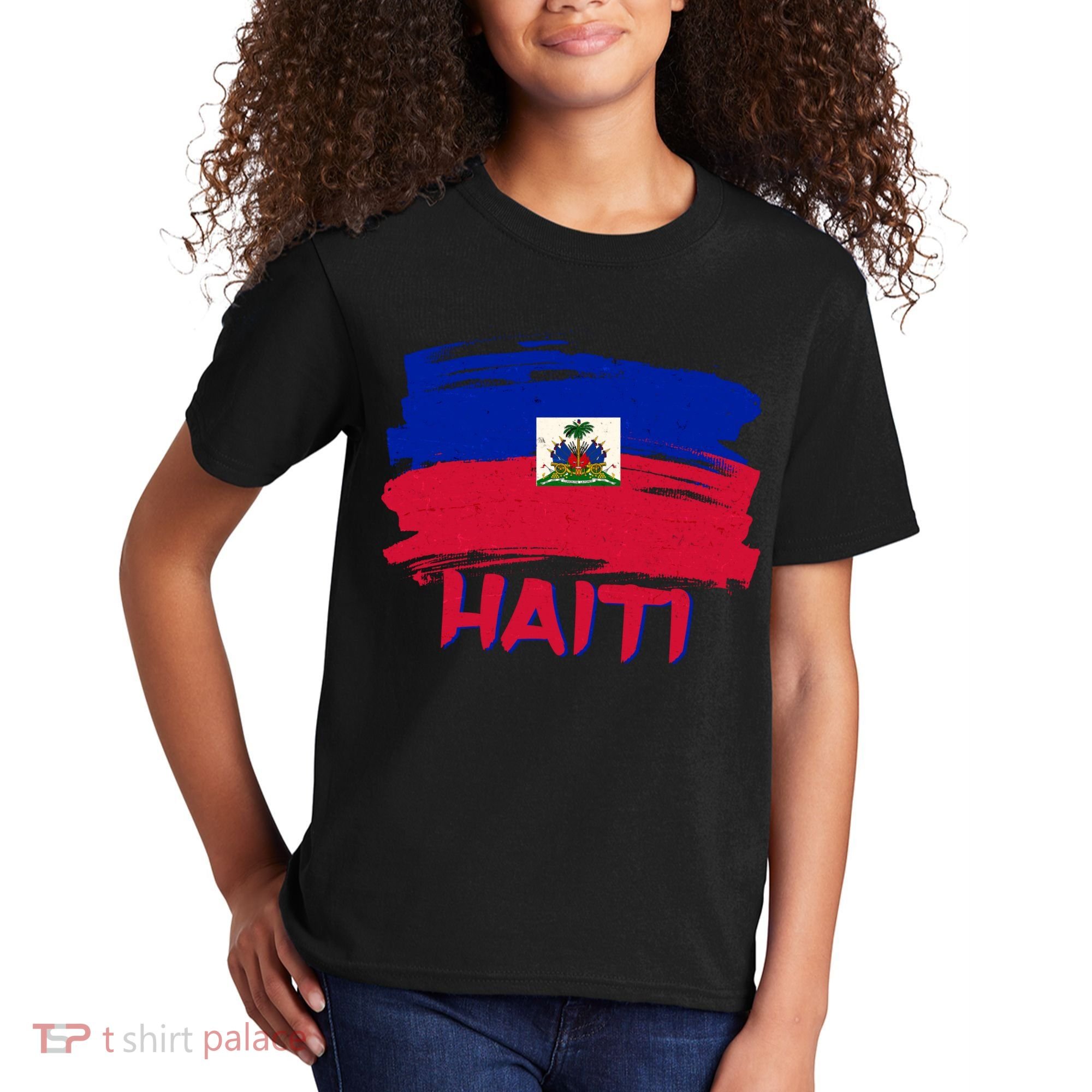 Haiti Distressed Painted Flag Kids T-Shirt
