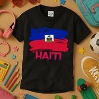 Haiti Distressed Painted Flag Kids T-Shirt thumb 3