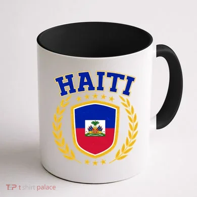 Haiti Flag Crest Shield Logo Coffee Mug back