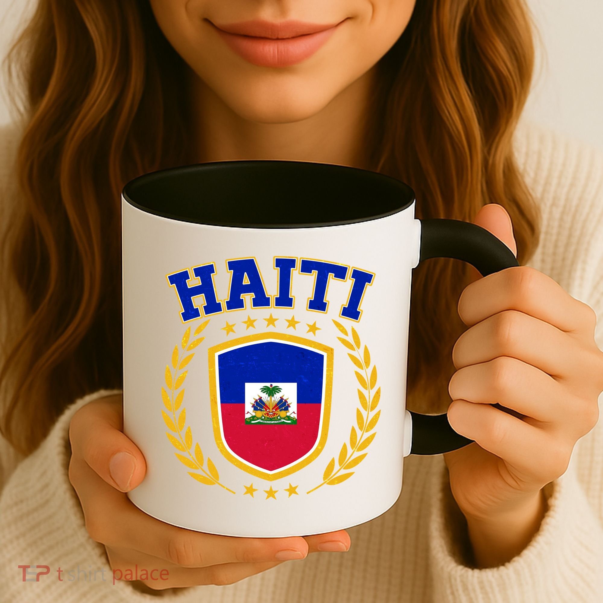 Haiti Flag Crest Shield Logo Coffee Mug