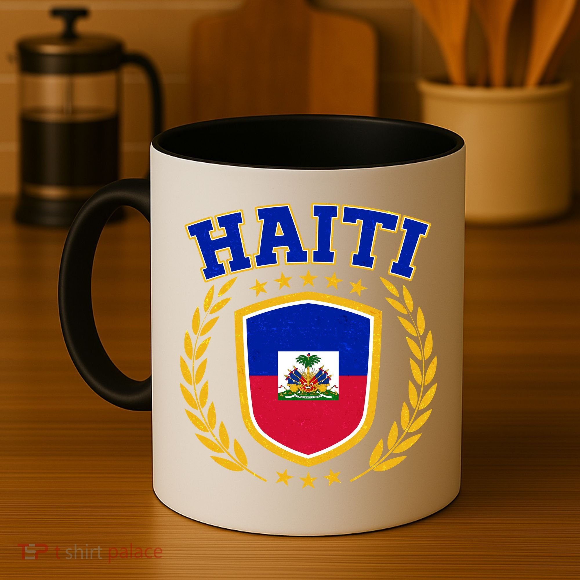 Haiti Flag Crest Shield Logo Coffee Mug