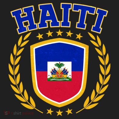 Haiti Flag Crest Shield Logo Urban Oversized Heavyweight T-Shirt