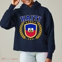 Haiti Flag Crest Shield Logo Ladies Heavyweight Boxy Pullover Hoodie thumb 0