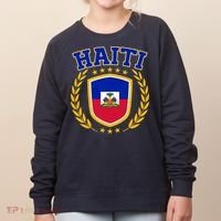 Haiti Flag Crest Shield Logo Women's Sweatshirt thumb 0