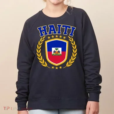 Haiti Flag Crest Shield Logo Women's Sweatshirt