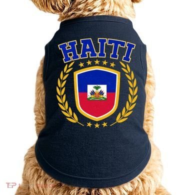 Haiti Flag Crest Shield Logo Doggie Tank