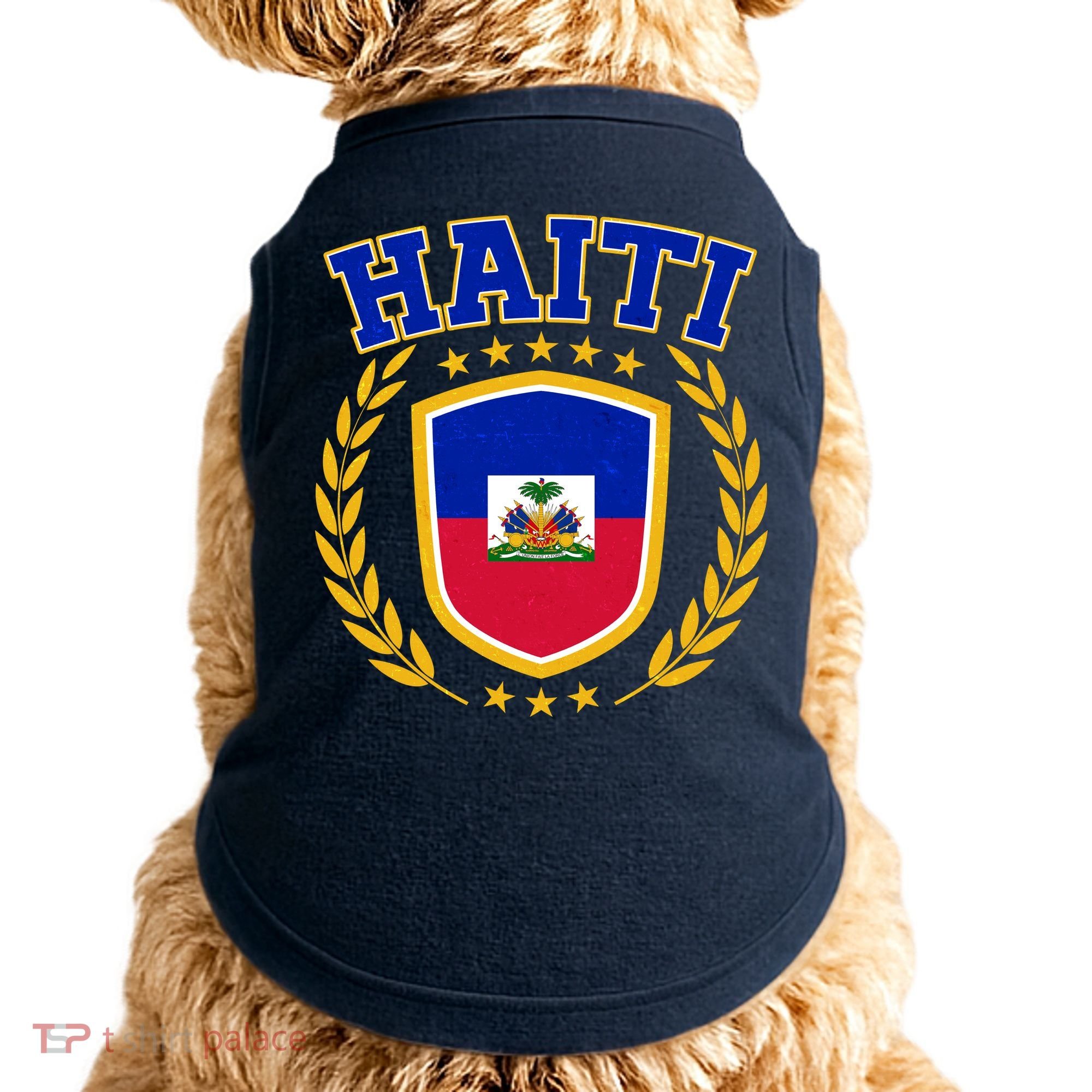 Haiti Flag Crest Shield Logo Doggie Tank