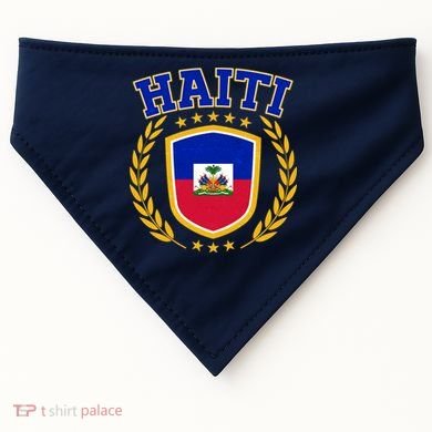 Haiti Flag Crest Shield Logo USA-Made Doggie Bandana