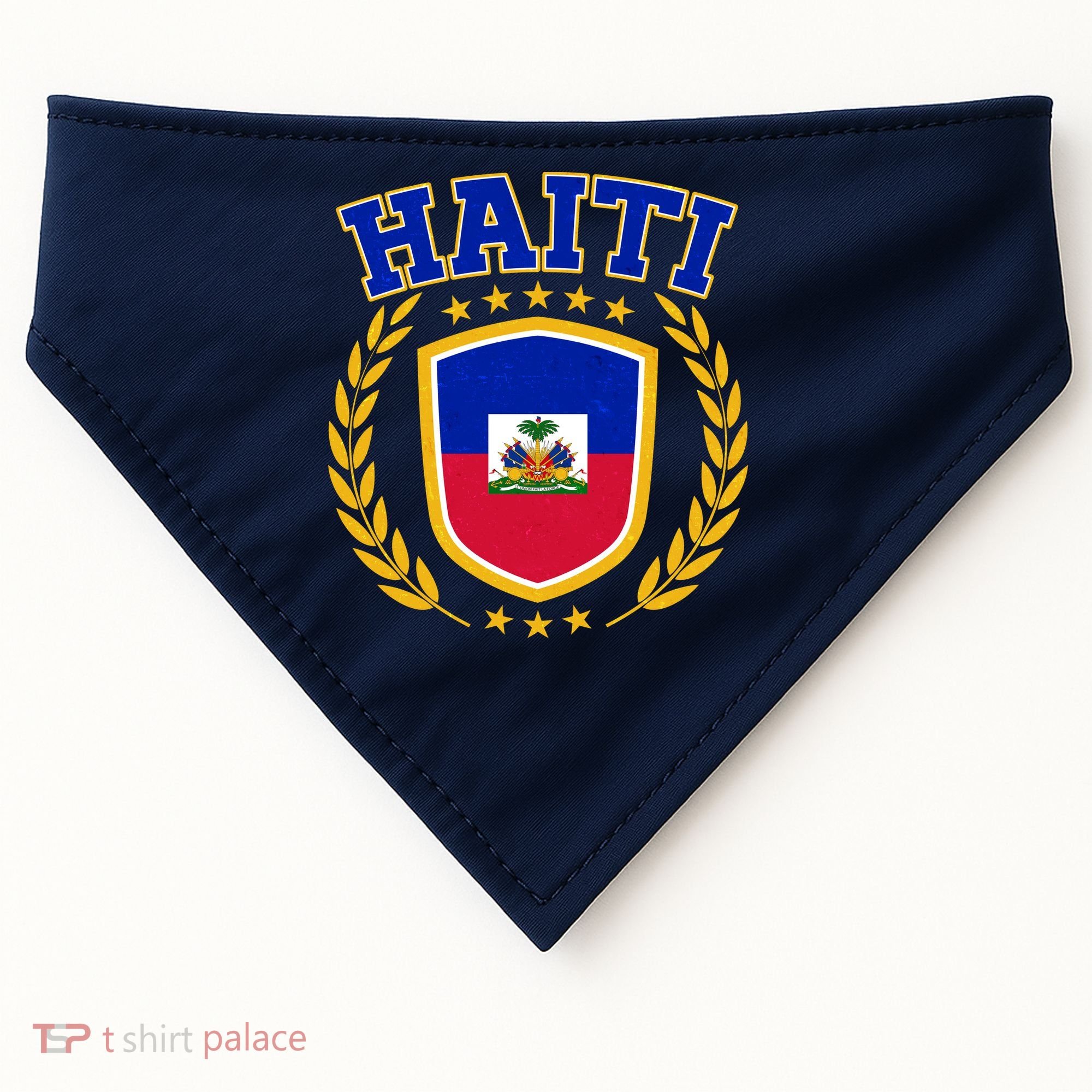 Haiti Flag Crest Shield Logo USA-Made Doggie Bandana