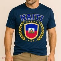 Haiti Flag Crest Shield Logo Cooling Performance Crew T-Shirt thumb 2