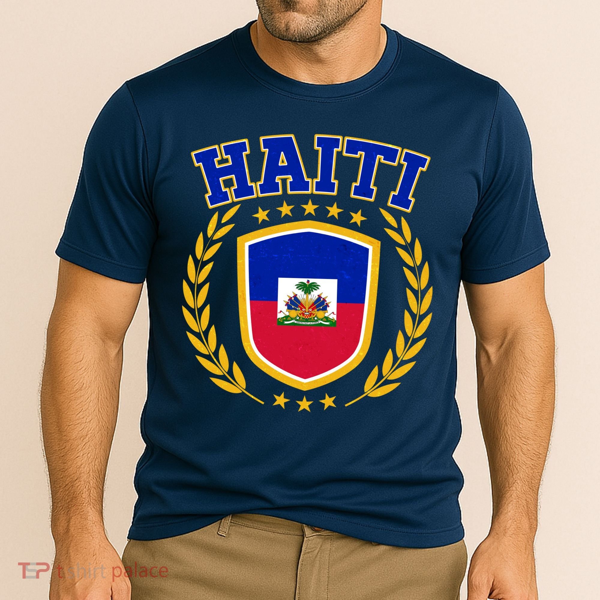 Haiti Flag Crest Shield Logo Cooling Performance Crew T-Shirt