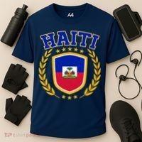 Haiti Flag Crest Shield Logo Cooling Performance Crew T-Shirt thumb 3