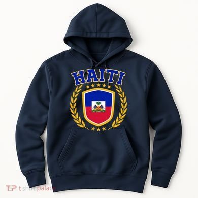 Haiti Flag Crest Shield Logo Hoodie