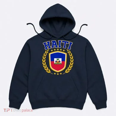 Haiti Flag Crest Shield Logo Hoodie