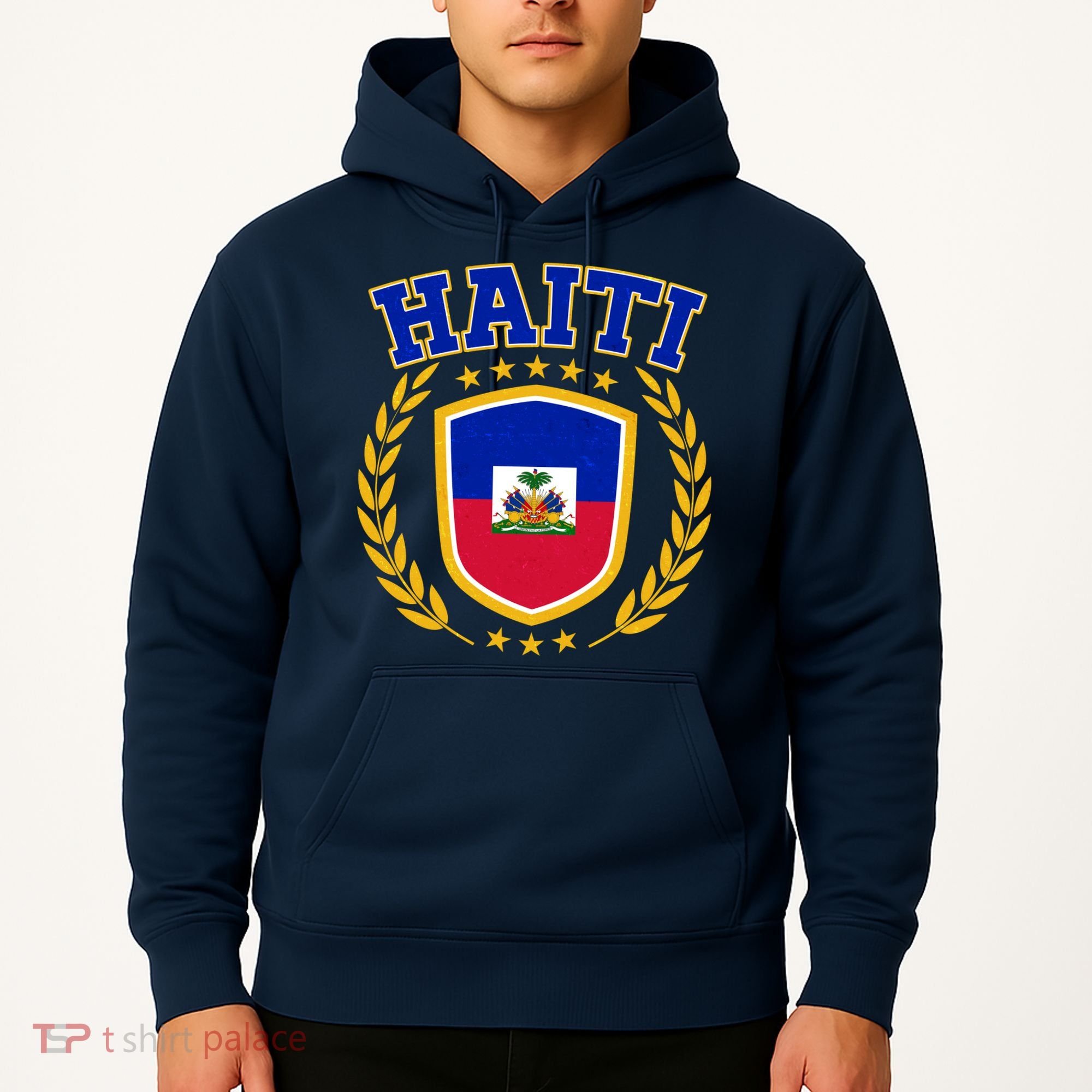 Haiti Flag Crest Shield Logo Hoodie