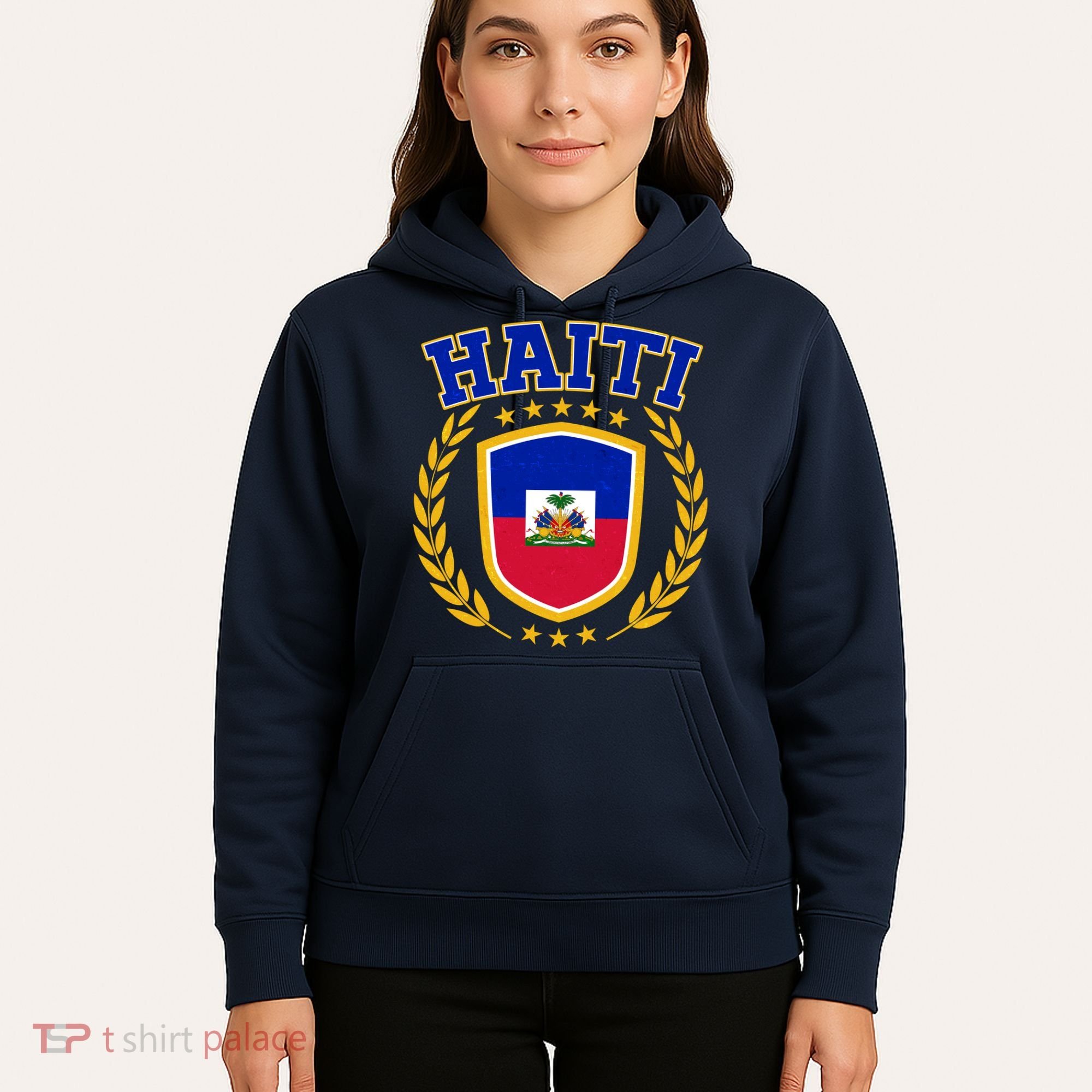 Haiti Flag Crest Shield Logo Hoodie