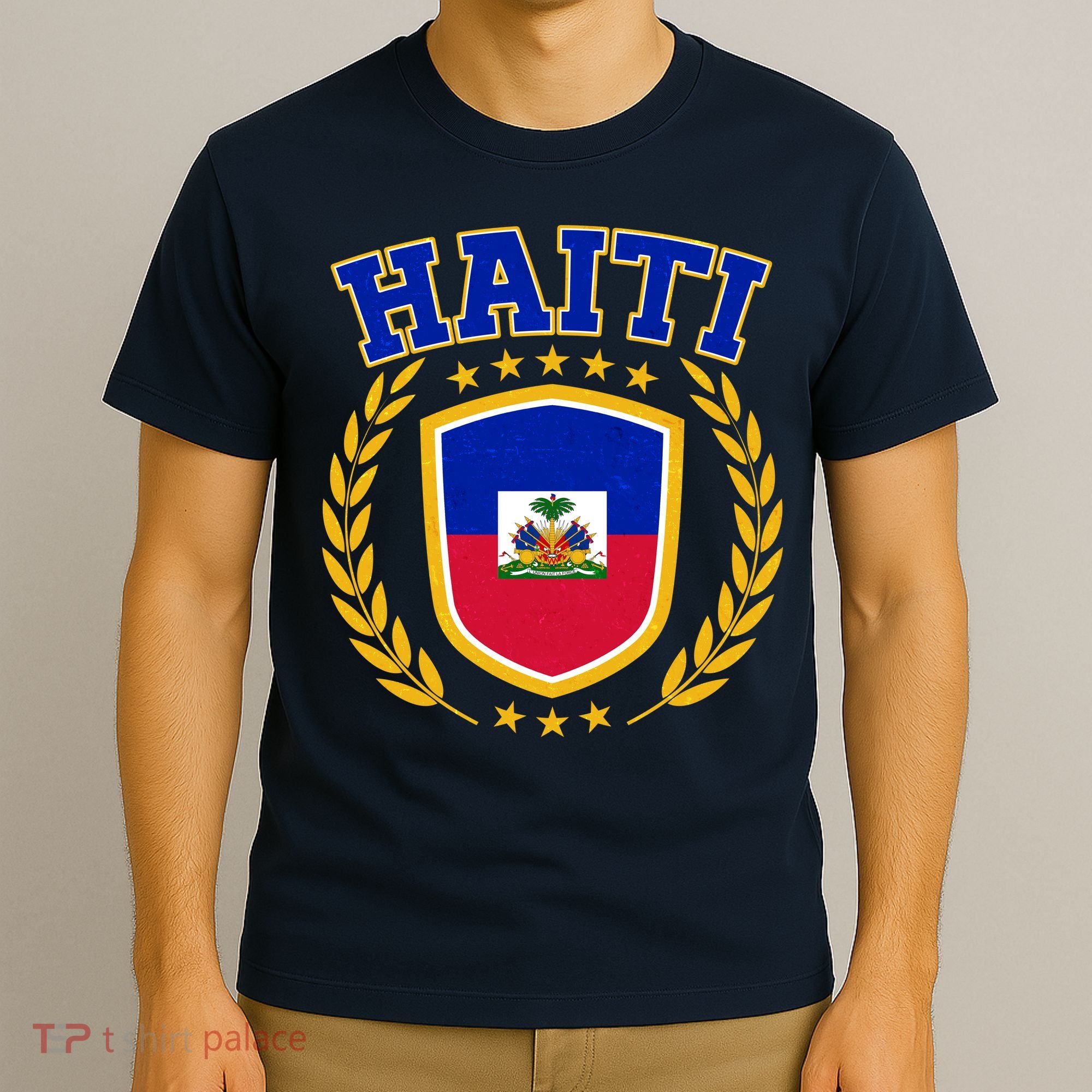 Haiti Flag Crest Shield Logo T-Shirt