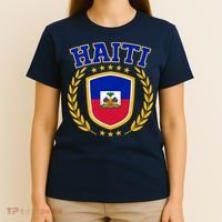 Haiti Flag Crest Shield Logo T-Shirt thumb 4