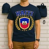 Haiti Flag Crest Shield Logo T-Shirt thumb 6