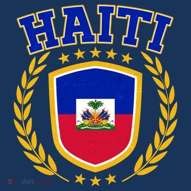 Haiti Flag Crest Shield Logo Drawstring Bag